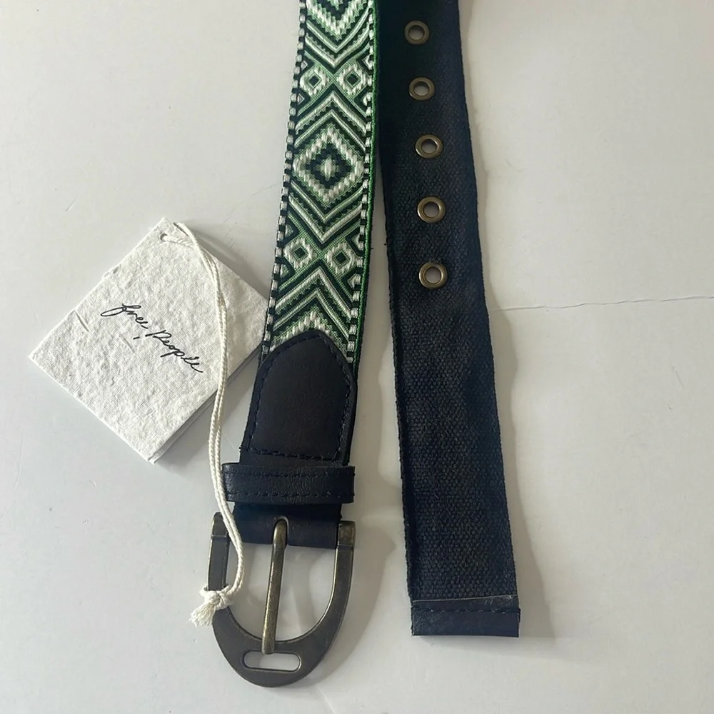 Free People Moving to Mars Handmade Belt Green XS/S
